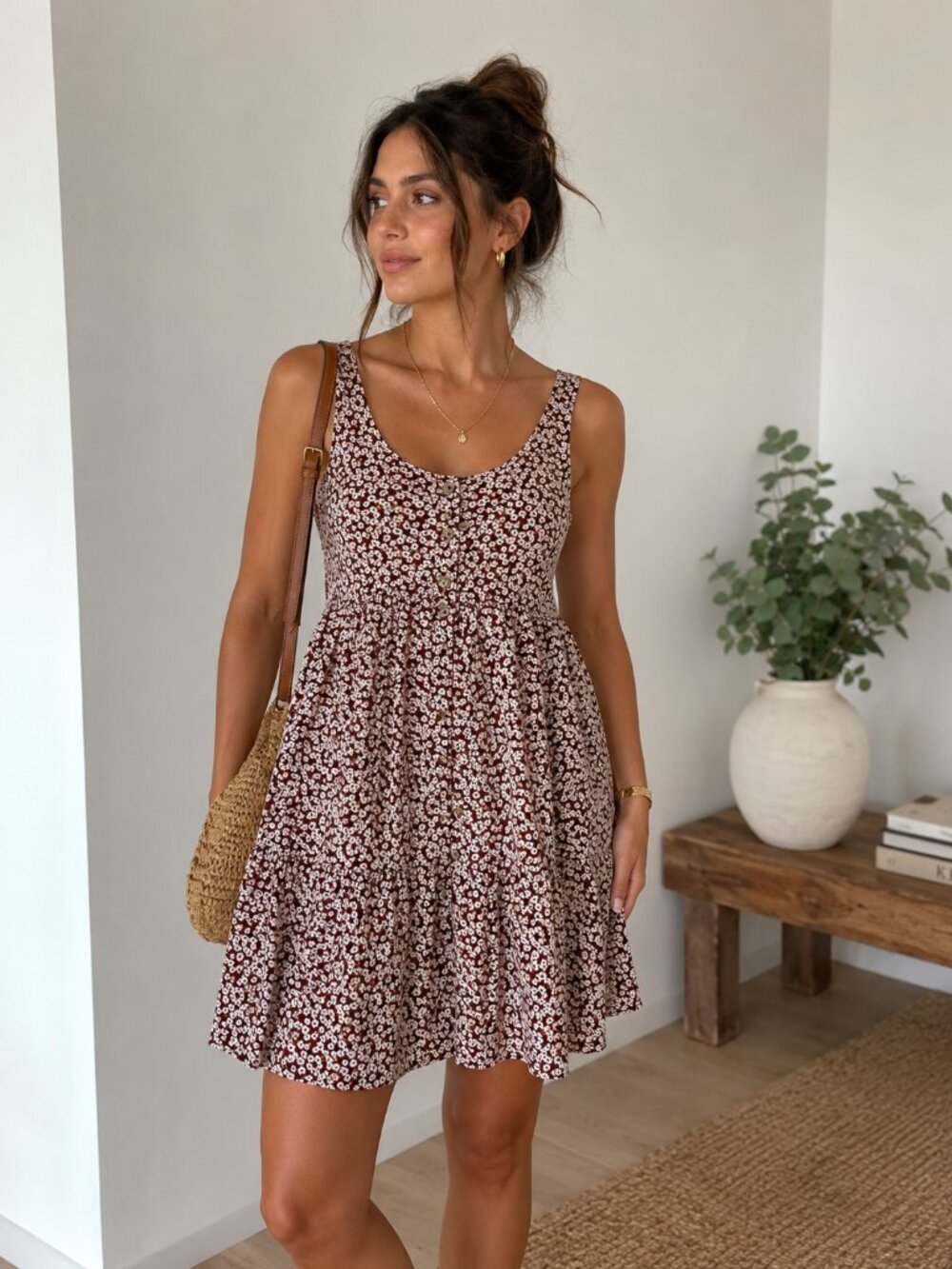 Good Luck Gem Floral Babydoll Mini Dress NWT Size M